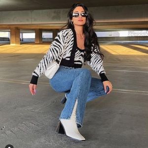 Zebra sweater cardigan and tank set